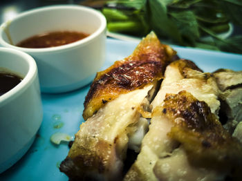 Close-up of breakfast on table