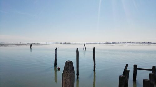 Scenic view of sea against clear sky