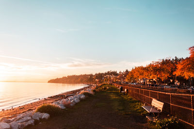 Scenic view of sea against sky during sunset