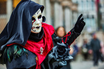 Person wearing costume and mask during venice carnival