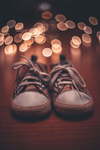 Close-up of shoes on table