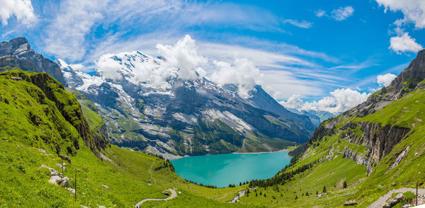 Panoramic view of mountains against sky