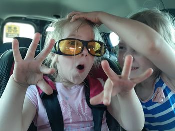 Portrait of a girl wearing sunglasses