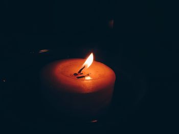 Close-up of illuminated candle