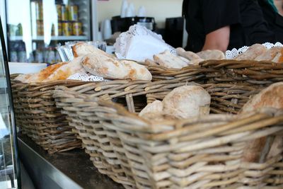 Close-up of bread in baskets