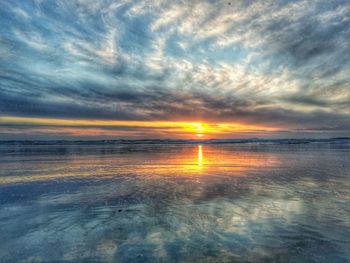 Scenic view of sea against cloudy sky