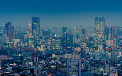 Cityscape against clear sky