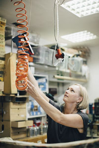 Woman working at store