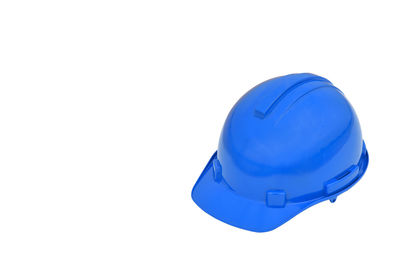 High angle view of blue hat against white background