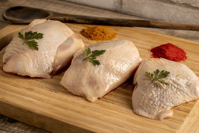 Close-up of food on cutting board