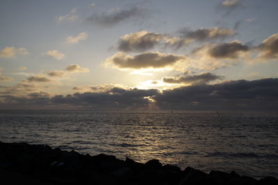 Scenic view of sea at sunset