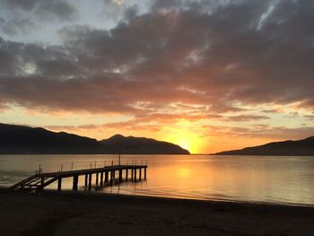 Scenic view of sunset over sea