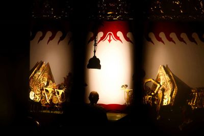 Close-up of illuminated lighting equipment