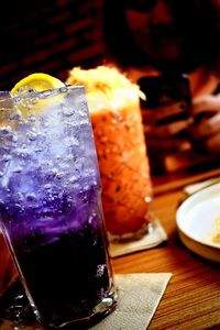 Close-up of drink served on table at restaurant