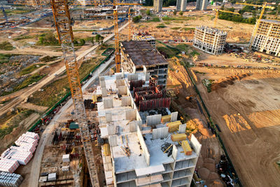 High angle view of buildings in city