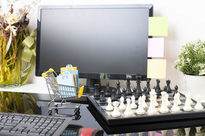 Close-up of computer keyboard on table