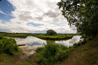 Scenic view of lake against sky