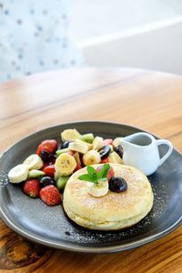 Close-up of food in plate on table