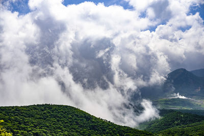 Scenic view of clouds over landscape against sky