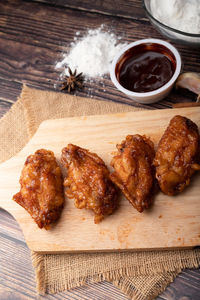 High angle view of food on table