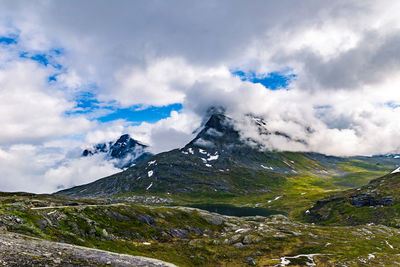 Scenic view of mountains against sky