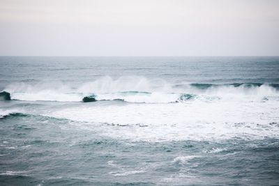 Scenic view of sea against clear sky