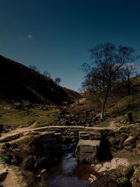 Scenic view of landscape against blue sky