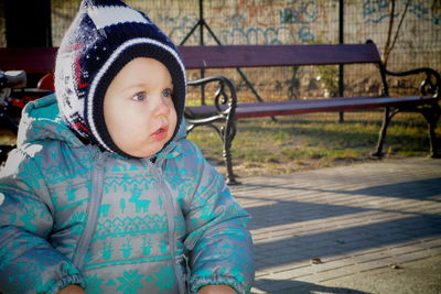 Portrait of baby outdoors
