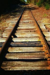 Railroad track on wooden floor