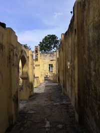 Alley amidst buildings against sky