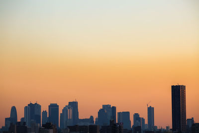 View of city at sunset