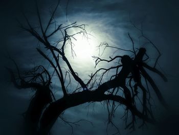 Low angle view of bare tree against sky