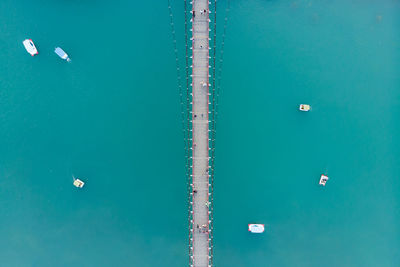 Aerial view of bridge over sea