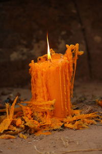 Close-up of lit candles