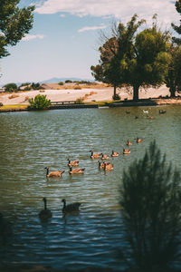 Scenic view of lake against sky