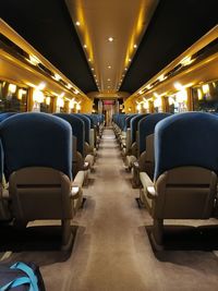 Interior of illuminated bus