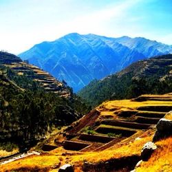Scenic view of mountains against sky