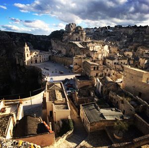 High angle view of townscape against sky