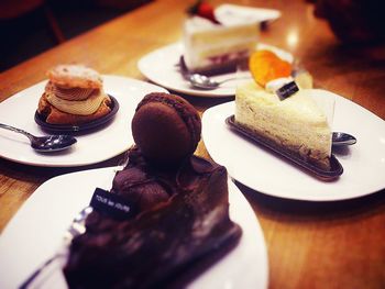 Close-up of cake served on plate