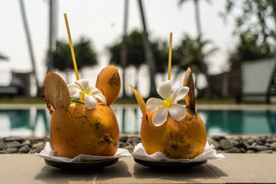 Close-up of fruits on table