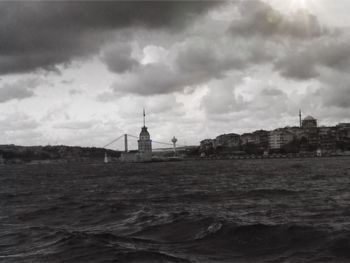 Lighthouse against cloudy sky