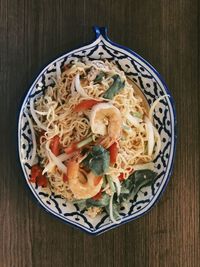 High angle view of meal served in bowl