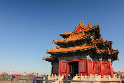 Low angle view of temple against clear sky