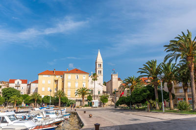 Townscape of beautiful seaside town supetar on brac island in croatia