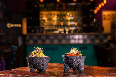 Close-up of food on table