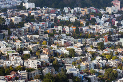 High angle view of buildings in city