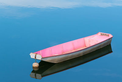 Low angle view of boat in lake