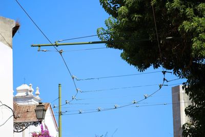 Low angle view of cables against clear sky