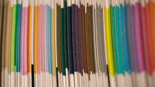 Close-up of multi colored papers