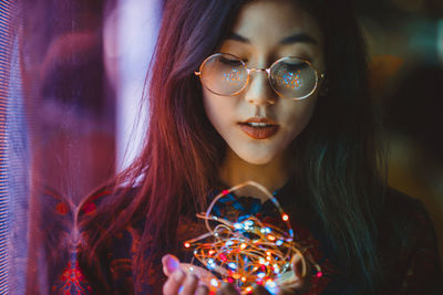 Close-up portrait of young woman